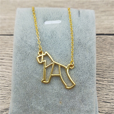 

New Origami Miniature Schnauzer Necklace Schnauzer Charm Female Male Gift Necklace Fashion Women Jewellery Geometric Jewellery