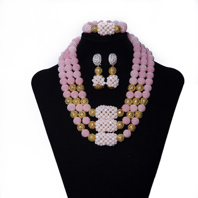 

Purple Bridal Necklace African Jewelry For Women Set Dubai Gold Plated Ball Wedding Beads Jewelry Handmade India Bridal Jewelry