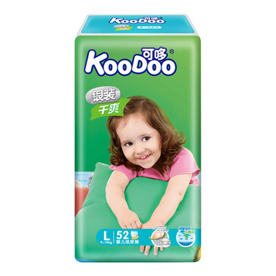 

KooDoo diaper silver loaded dry baby diaper size large L code 52 pieces 9-14kg