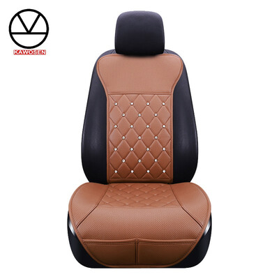 

KAWOSEN Luxury Car Seat Cover PU Leather Car Seat Cushion Crystal Metal Chrome Design Universal Fits All Cars Trucks&SUVs