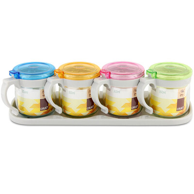 

Jingdong Supermarket Golden Bear 300ML four sets of seasoning tank seasoning box oil tank soy sauce vinegar bottle JC3005