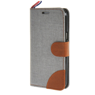 

MOONCASE Denim Style Flip Wallet Card Pouch Bracket Back Case Cover for Samsung Galaxy J1 Grey