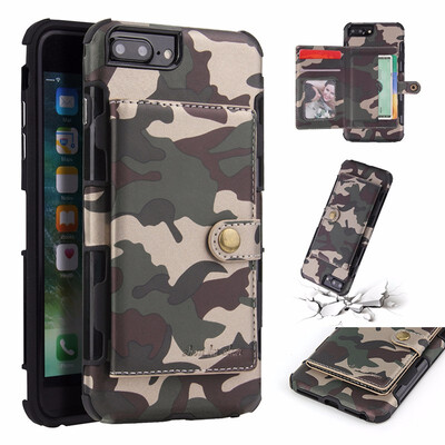 

SHS Phone Case For Iphone 6 Plus6s Plus7 Plus8 Plus Fashion Card slot Camouflage Multifunction Purse Protection