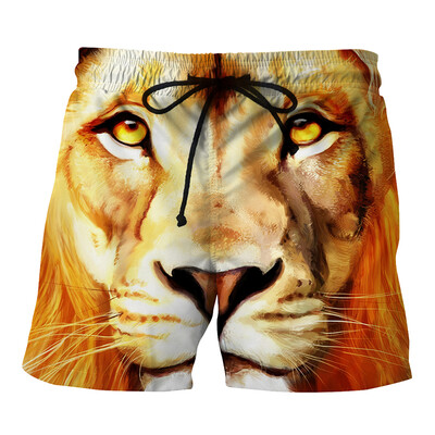 

2018 summer new mens large size pants creative 3D lion print beach pants foreign trade large size swim trunks