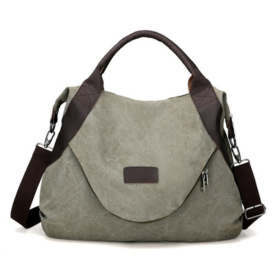 

SMOOZA 2018 Large Pocket Casual Tote Womens Handbag Shoulder Crossbody Handbags Canvas Leather Capacity Bags fashion For Women
