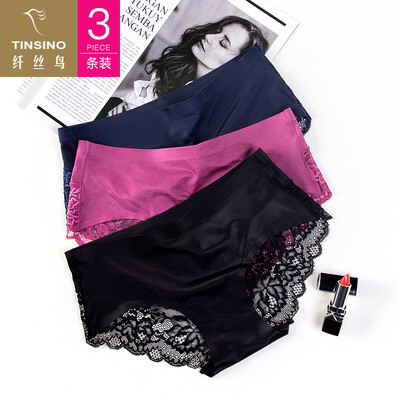 

Filament bird TINSINO 3 loaded womens underwear one-piece seamless nude satin lace sexy triangle underwear female WKX31003100702 shrimp powder apricot light brown