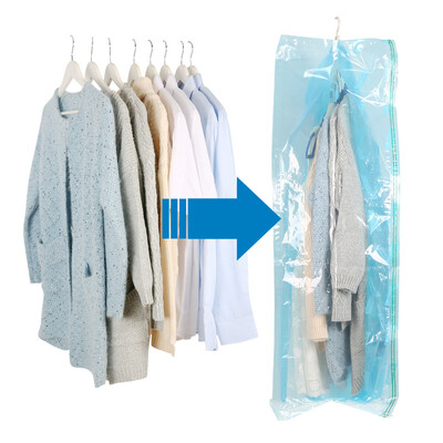 

TAILI large side pull hanging clothes transparent dust cover vacuum compression bag coat suit finishing storage bag