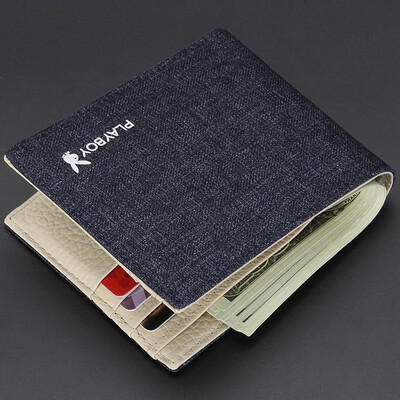 

Playboy playboy wallet mens short section youth mens wallet student canvas wallet tide Korean version of the youth ticket holder creative wallet thin PAA7523-