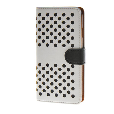 

MOONCASE горошек Слот карты Кожаный чехол Чехол Подставка Shell чехол для Apple IPhone 6 (4,7 дюйма) белый черный