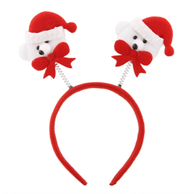 

Red Double Head 1pcs Christmas Bear Festive Headgear Hat Headband Decor