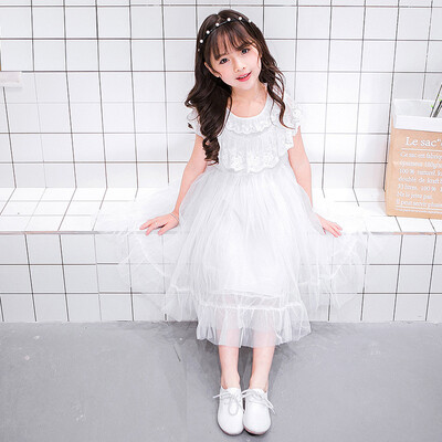 

Children&39s wear girls 2018 summer new lady lace princess dress in the middle of the dress