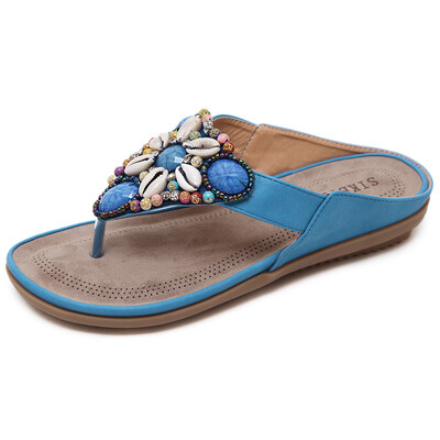 

2018 strong zinc shoes industry new national cool tuo Bohemian beaded large size sandals beach shoeswool