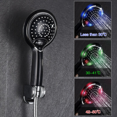 

Free shipping ABS Plastic Led handheld Shower Head with Temperature Digital Display 3 Colors Change Water Powered