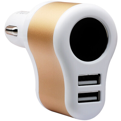 

Ferguson cabos F06809 Car Charger Dual usb Car Charger One Pushing Two Cigarettes One Mop Triple 2A Charging Head Cigarette Lighter Car Charger Charger Gold