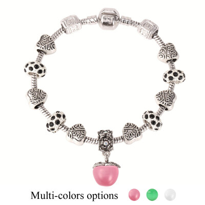 

Vintage Tibetan Silver Plated Bracelet New Arrival Heart Shape Bead Jewelry Wholesale Opal Charm Bracelet For Women