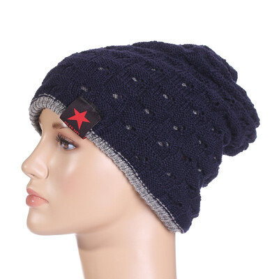 

Women Men Winter Knitted Wool Cap Dual-Side Hip-Hop Skullies&Beanies Hat