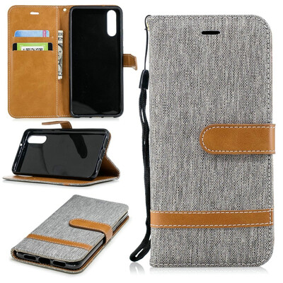 

BEFOSPEY Mixed Colors Denim PU LeatherSoft TPU Card Slot Stand Wallet Case For Huawei P2058