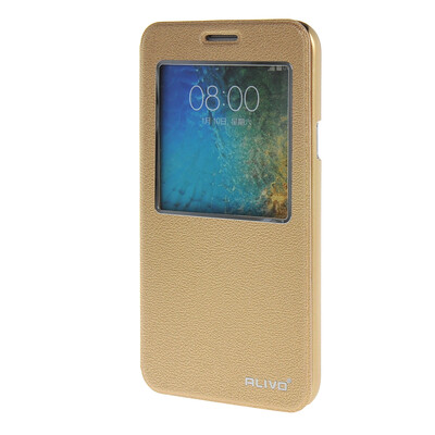 

MOONCASE Samsung Galaxy E7 E700 чехол Slim Window View Design Flip Leather Bracket Back чехол Cover Gold