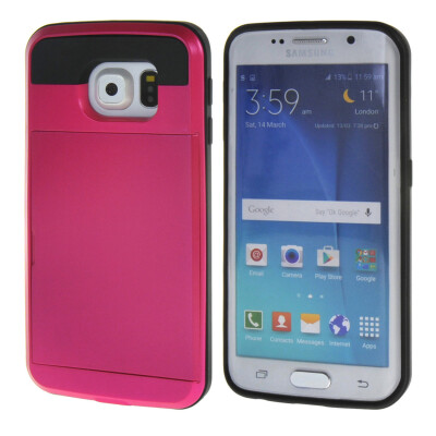 

MOONCASE ЧЕХОЛ ДЛЯ Samsung Galaxy S6 Edge Soft Silicone Gel TPU Skin With Card Holder Protective Hot pink