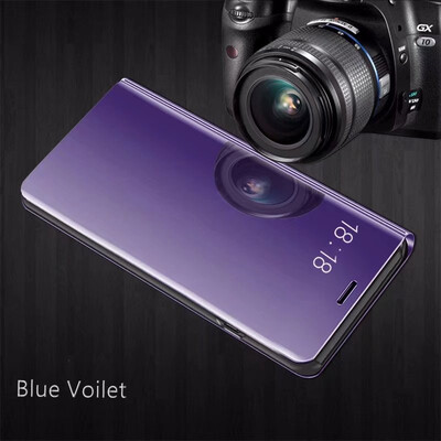 

Samsung Galaxy J7 Plus Luxury Slim Mirror Flip Shell Stand Leather Smart Clear View Window Cover Phone Case