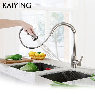 

KAIYING Kitchen Faucet Stainless Steel Pull Out Sink Faucet Swivel 360 Degree Water Mixer Tap2697