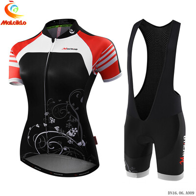 

Malciklo 2018 Summer Womens Cycling Jersey Bib Tights Woman Short Bike Compression Suits Quick Dry