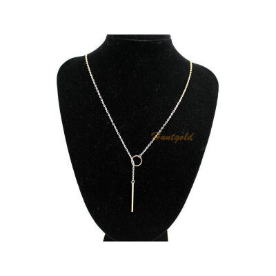 

Women Fashion Metal Stick Pendant Golden Plated Short Necklace Neckchain