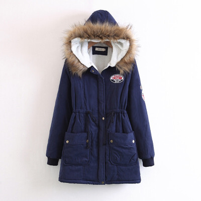 

2018 winter new womens hooded long parkas large size cotton-padded coat