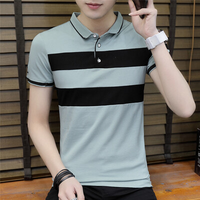 

DaMaiZhang Brand Mens Business Stripe Polo Casual tshirt Summer Slim Soft Tshirt High Qality Top Tee for Men