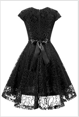 

Womens Vintage Short Sleeve A-Line Cocktail Party Swing Dress with Floral Lace 2018