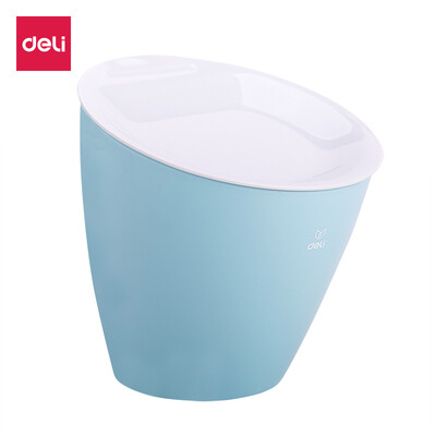 

Deli deli creative desktop trash can 18L desktop storage bucket simple flip multi-purpose blue 18830
