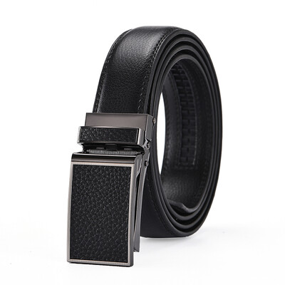 

XHtang Mens Belt Genuine Leather Automatic Buckle belt For Waistband Ratchet Strap Black Leather Belt Designer Belt For Jeans Gift