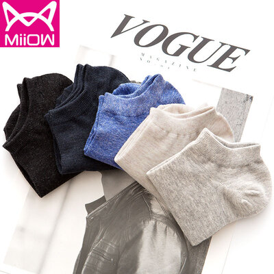 

Cat MiiOW mens socks mens short socks mens four seasons casual sports socks comfortable breathable solid color cotton socks boat socks mens short socks 5 double gift box
