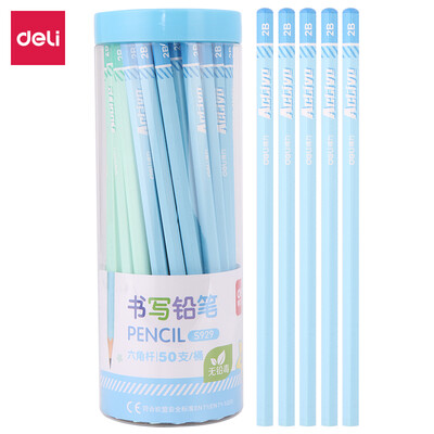 

Deli student 2B writing painting test pencil 50 barrel color random S929