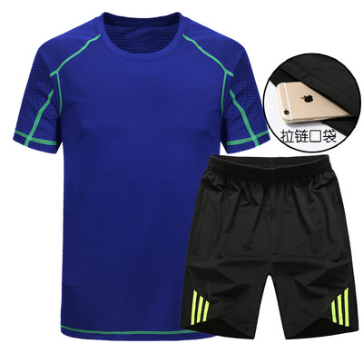 

Sports suit men&39s summer short sleeve fitness suit men&39s sports T-shirt fitness suit breathable quick dry men&39s running suit
