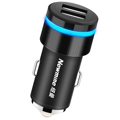 

Newman car charger cigarette lighter one for two double USB metal appearance intelligent temperature control fast charge converter 12V24V car universal QHC-055
