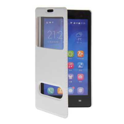 

MOONCASE View Window Leather Side Flip Pouch Stand Shell Back ЧЕХОЛ ДЛЯ Huawei honor 3C White