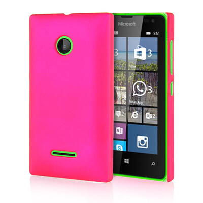 

MOONCASE Hard Rubberized Rubber Coating Devise Back ЧЕХОЛ ДЛЯ Nokia Lumia 532 Hot pink