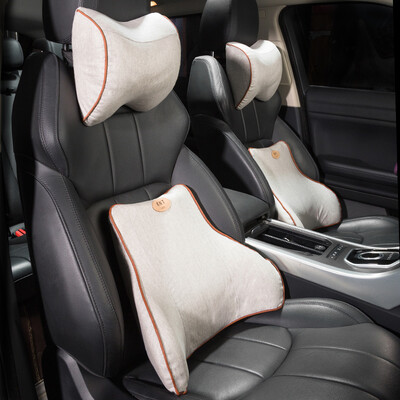 

Carnot car headrest lumbar car lumbar cushion neck pillow suit space memory cotton car home office seat pillow back pillow beige white