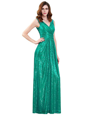 

Women Sequin Bridesmaid Dress Sleeveless Maxi Evening Prom Dresses