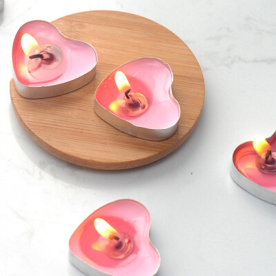 

Space gift heart-shaped candle selection tea wax smokeless tasteless romantic marriage party birthday party Valentines Day romantic anniversary candle heart-shaped pink 50 Pack