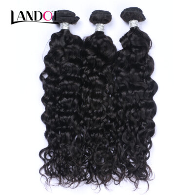 

8A Indian Virgin Hair Water Wave 100 Human Hair Weave 3 Bundles Lot Indian Wet And Wavy Curly Remy Hair Extensions Natural Black