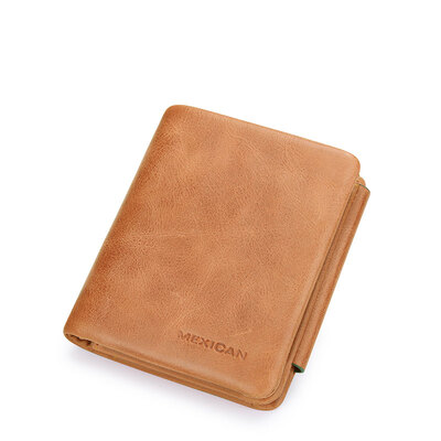 

Scarecrow MEXICAN womens wallet leather ladies zipper short wallet simple multi-card position purse red brown