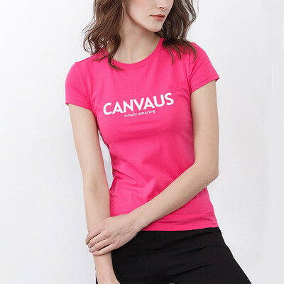 

Canvaus Summer New Women Wild O-neck Solid Slim Printed Cotton Casual Short-sleeved T Shirt