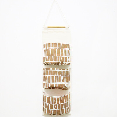 

Shouyou cotton&linen waterproof storage hanging bag hanging multi-layer sling fabric door behind the debris storage bag storage bag JD-SN-64 coffee color