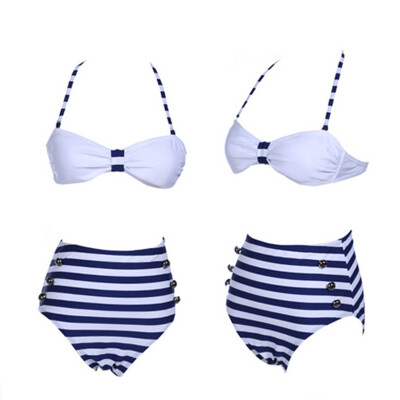 

Women' ExploSion ModelS Navy Blue White Cup Red SwimSuit Wind WaiSted Bikini