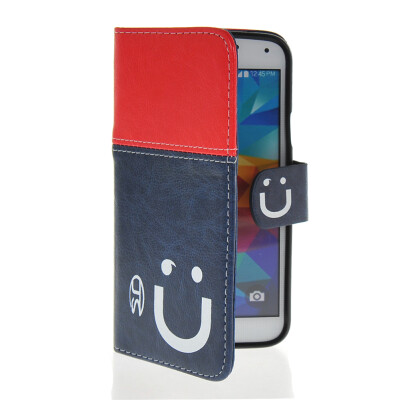 

MOONCASE Leather Side Flip Wallet Card Slot Pouch Stand Shell Back ЧЕХОЛ ДЛЯ Samsung Galaxy S5 I9600 Red Blue