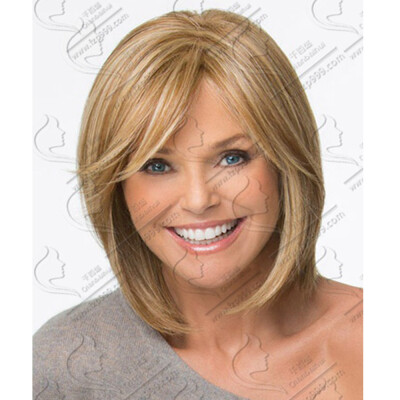 

QianBaiHui Short straight Wigs for white Women - light brown wigs Synthetic Hair Wigs Natural Fashion Full Wig Wig Cap