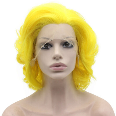 

Iwona Synthetic Hair Lace Front Short Curly Yellow Wig