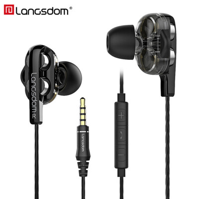 

Langsdom D4C 35mm In Ear Headphones Dual Driver Earphone with Mic Gaming Headset Stereo Hifi Earbuds Earphones for Huawei Xiaomi